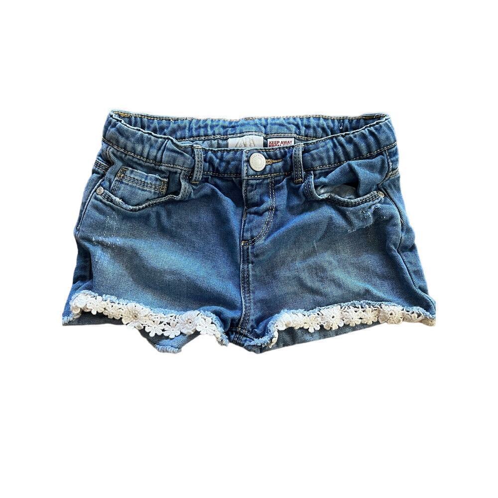 Zara baby jean shorts with lace girls size 2-3​​​​